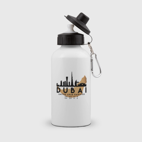 Бутылка спортивная с принтом ОАЭ Дубаи, вид спереди №1