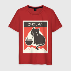 Котик и Рамен – Мужская футболка хлопок с принтом купить со скидкой в -20%