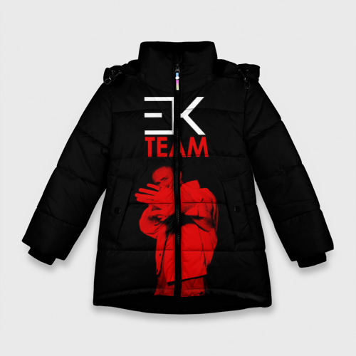 Зимняя куртка для девочек 3D Егор Крид team, цвет черный