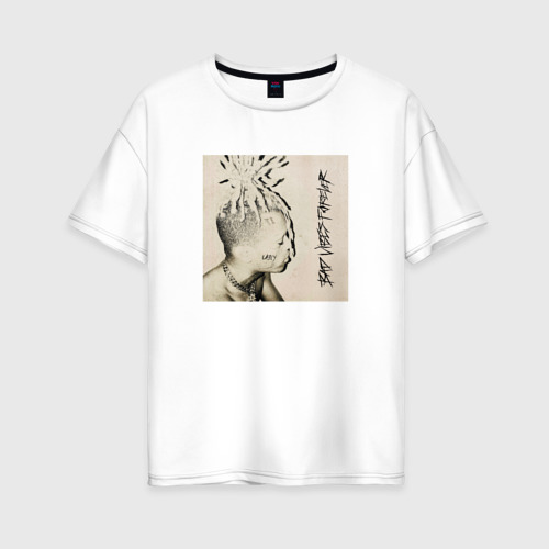 Женская футболка из хлопка оверсайз с принтом XXXTentacion bad vibes forever, вид спереди №1