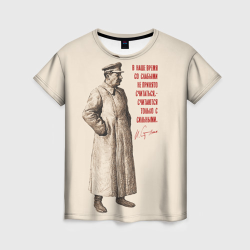 Женская футболка 3D с принтом Сталин, вид спереди #2