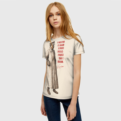 Женская футболка 3D с принтом Сталин, фото на моделе #1