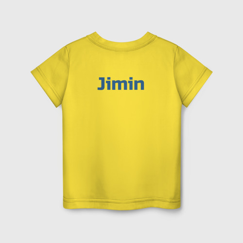 Детская футболка хлопок с принтом Jimin BTS, вид сзади #1