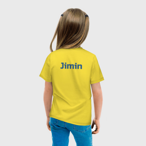 Детская футболка хлопок с принтом Jimin BTS, вид сзади #2