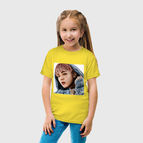 Детская футболка хлопок с принтом Jimin BTS, вид сбоку #3