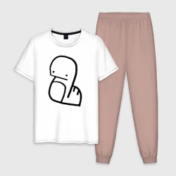 Мужская пижама с белой футболкой хлопок Stray Kids