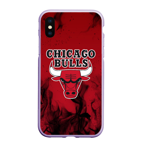 Чехол для iPhone XS Max матовый Chicago bulls Чикаго буллс, цвет светло-сиреневый