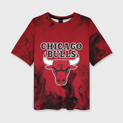 Женская футболка oversize 3D Chicago bulls Чикаго буллс