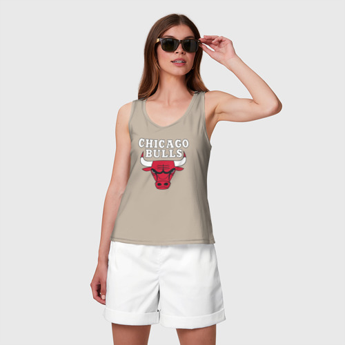 Женская майка хлопок Chicago bulls, цвет миндальный - фото 3