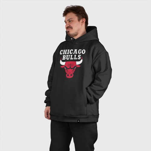 Мужской костюм oversize хлопок Chicago bulls, цвет черный - фото 7