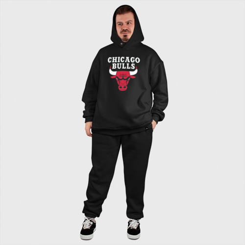 Мужской костюм oversize хлопок Chicago bulls, цвет черный - фото 8