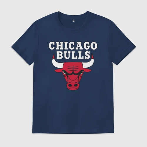 Мужская футболка хлопок с принтом Chicago bulls, вид спереди #2