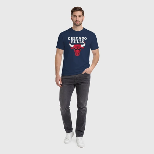 Мужская футболка хлопок с принтом Chicago bulls, вид сбоку #3