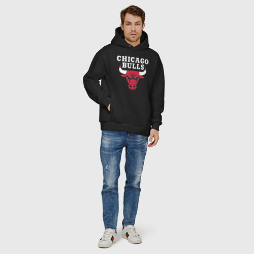 Мужское худи Oversize хлопок Chicago bulls, цвет черный - фото 6