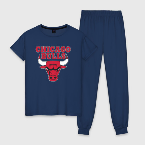 Женская пижама хлопок Chicago bulls Чикаго буллс, цвет темно-синий