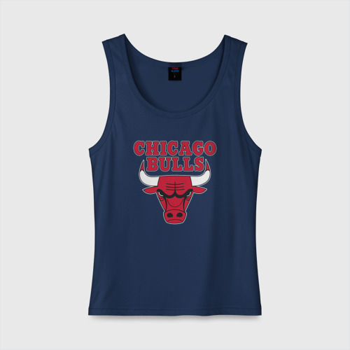 Женская майка хлопок Chicago bulls Чикаго буллс, цвет темно-синий