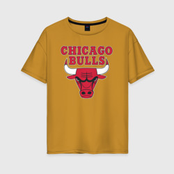 Женская футболка хлопок Oversize Chicago bulls Чикаго буллс