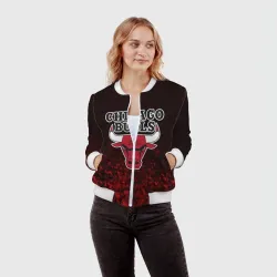 Женский бомбер 3D Chicago bulls Чикаго буллс - фото 2