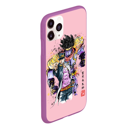 Чехол для iPhone 11 Pro Max матовый Jotaro & Star Platinum, цвет фиолетовый - фото 3