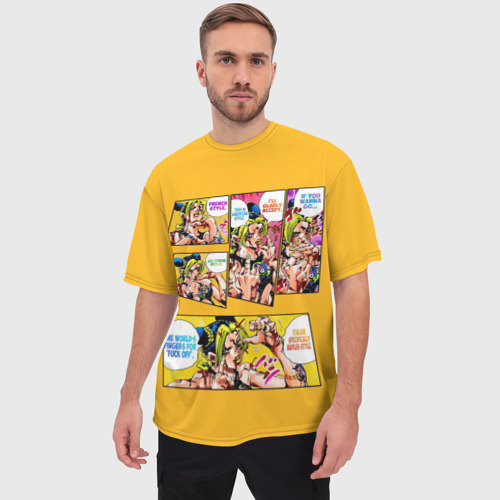 Мужская футболка oversize 3D Приключения ДжоДжо манга, цвет 3D печать - фото 3