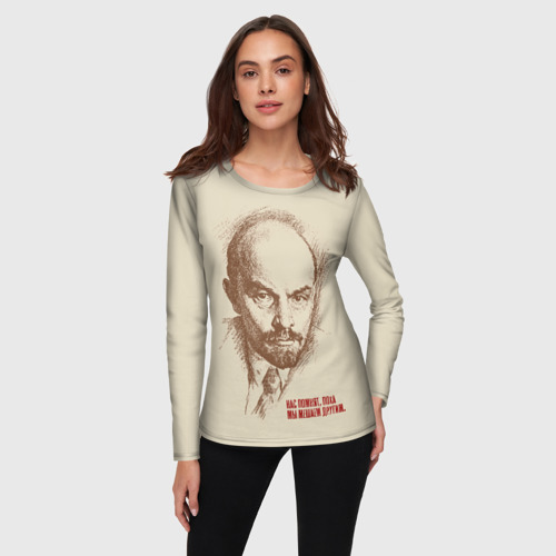 Женский лонгслив 3D с принтом Ленин, фото на моделе #1