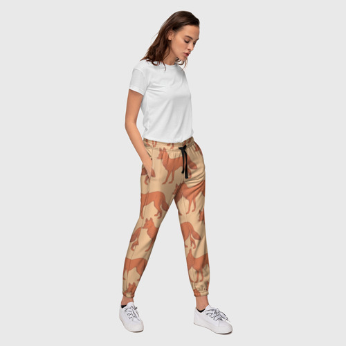 Женские брюки 3D с принтом Лисья стая, вид сбоку #3