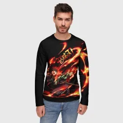 Мужской лонгслив 3D Клинок, рассекающий демонов - фото 2