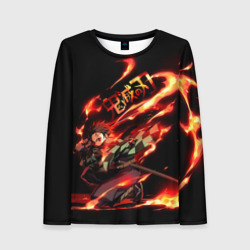 Женский лонгслив 3D Клинок, рассекающий демонов
