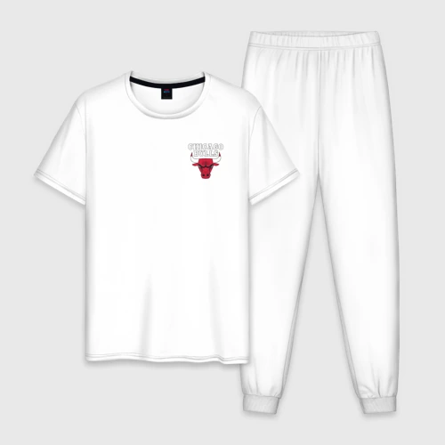 Мужская пижама с белой футболкой хлопок Chicago bulls