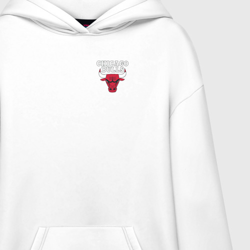 Худи SuperOversize хлопок Chicago bulls на спине Чикаго буллс, цвет белый - фото 3