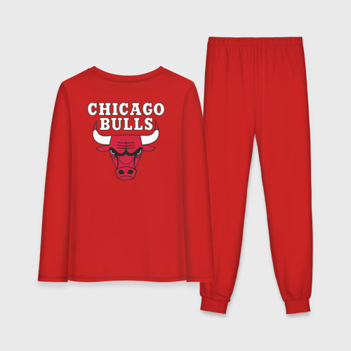 Женская пижама с лонгсливом хлопок Chicago bulls на спине Чикаго буллс, цвет красный - фото 2