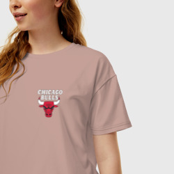 Женская футболка хлопок Oversize Chicago bulls на спине Чикаго буллс - фото 2