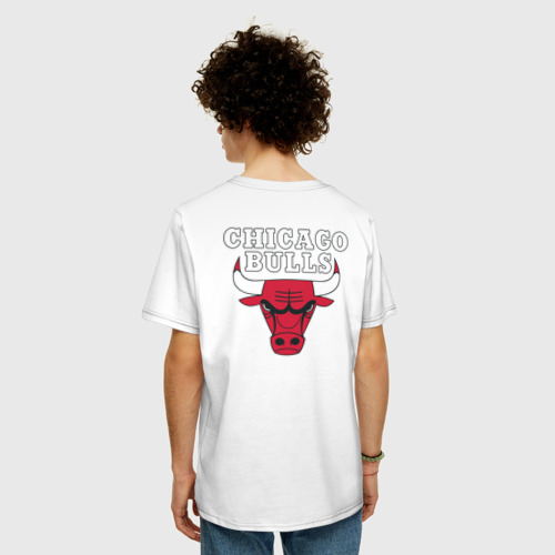 Мужская футболка хлопок Oversize Chicago bulls на спине Чикаго буллс, цвет белый - фото 4