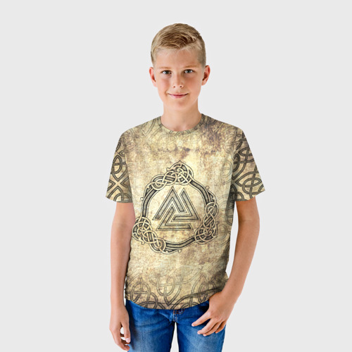 Детская футболка 3D Валькнут символ павших в битве, цвет 3D печать - фото 3