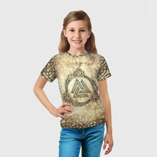 Детская футболка 3D Валькнут символ павших в битве, цвет 3D печать - фото 5
