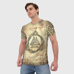Мужская футболка 3D Валькнут символ павших в битве - фото 2