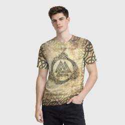 Мужская футболка 3D Валькнут символ павших в битве - фото 2