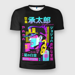 Мужская футболка 3D Slim Дзётаро разноцветные надписи