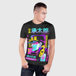Мужская футболка 3D Slim Дзётаро разноцветные надписи - фото 2