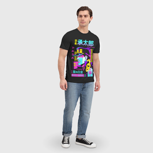 Мужская футболка 3D Дзётаро разноцветные надписи, цвет 3D печать - фото 5