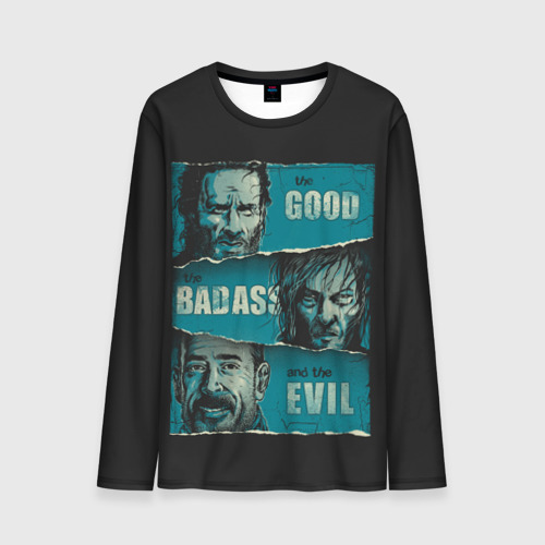 Мужской лонгслив 3D Good, Badass, Evil