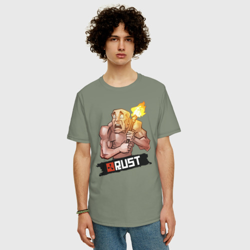 Мужская футболка хлопок Oversize Rust, цвет авокадо - фото 3