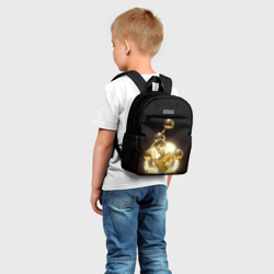 Рюкзак с принтом Месси шестикратный для ребенка, вид на модели спереди №2. Цвет основы: белый