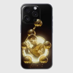 Чехол для iPhone 15 Pro силиконовый с защитой камеры Месси шестикратный