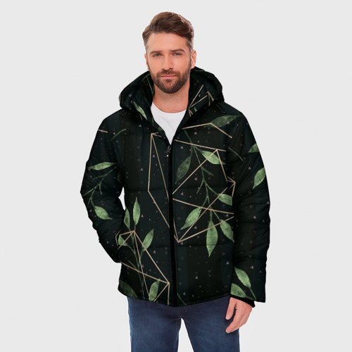 Мужская зимняя куртка 3D Геометрия в природе, цвет красный - фото 3