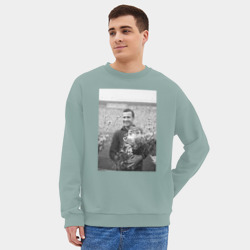 Мужской свитшот oversize без начеса хлопок Великий Лев Яшин - фото 2