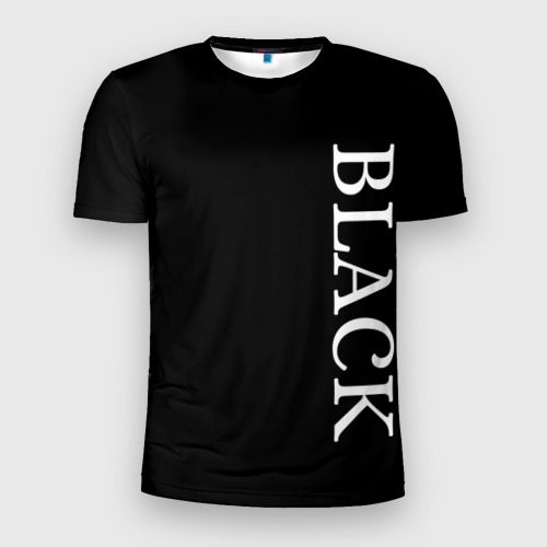 Мужская футболка 3D Slim с принтом Чёрная футболка с текстом, вид спереди #2