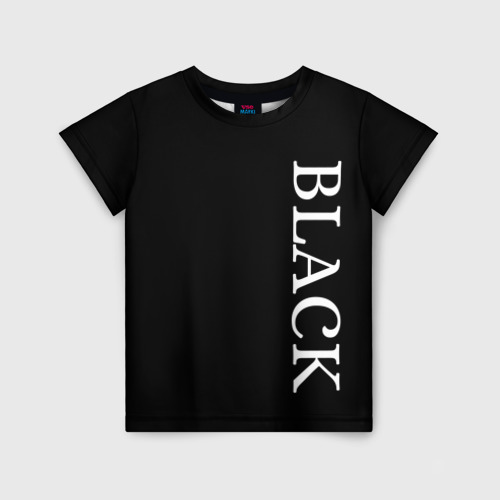 Детская футболка 3D с принтом Чёрная футболка с текстом, вид спереди #2