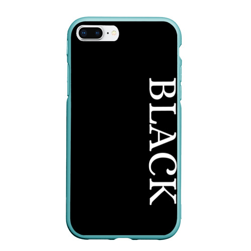 Чехол для iPhone 7Plus/8 Plus матовый Чёрная футболка с текстом, цвет мятный