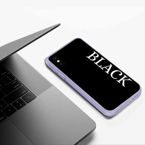 Чехол для iPhone XS Max матовый Чёрная футболка с текстом, цвет светло-сиреневый - фото 5
